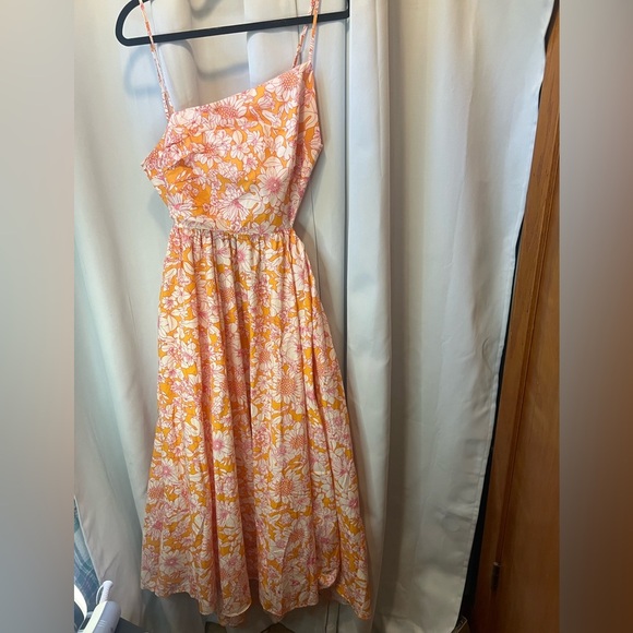 J. Crew Floral Maxi Dress - Orange and White size 10 - Picture 2 of 7